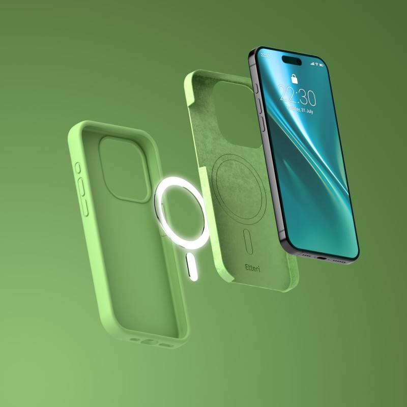 Калъф Etteri Silicone Mag за iPhone 12 / 12 Pro 6.1" светло зелен