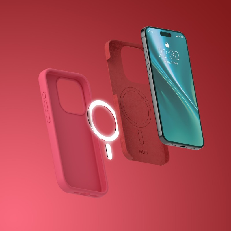 Калъф Etteri Silicone Mag за iPhone 12 / 12 Pro 6.1" малинов