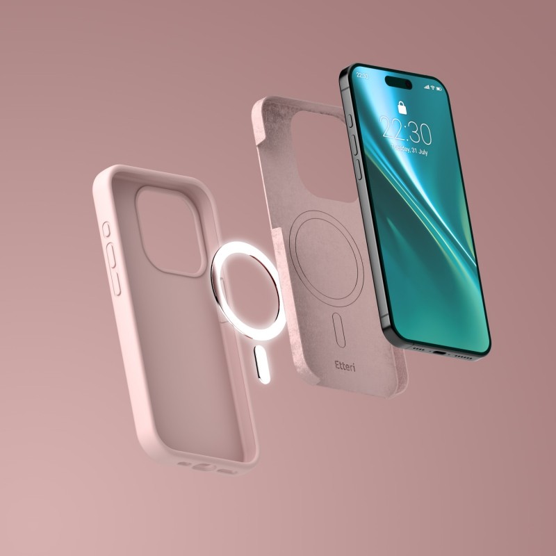 Калъф Etteri Silicone Mag за iPhone 15 Pro Max 6.7" светло розов