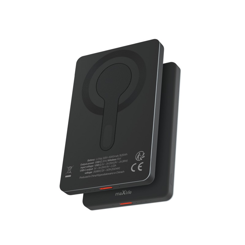 Maxlife безжична захранваща банка MXPB-05 20W PD 5000 mAh магнитна черна