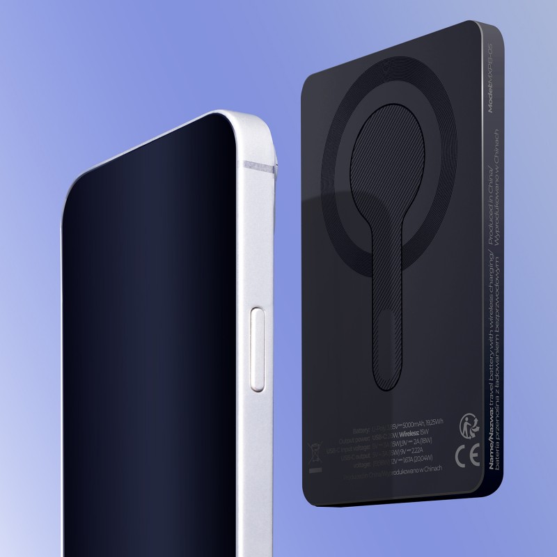 Maxlife безжична захранваща банка MXPB-05 20W PD 5000 mAh магнитна черна