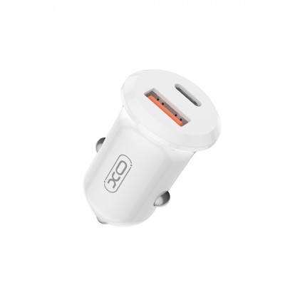 XO автомобилно зарядно CC69 PD 30W QC 1x USB 1x USB-C бяло