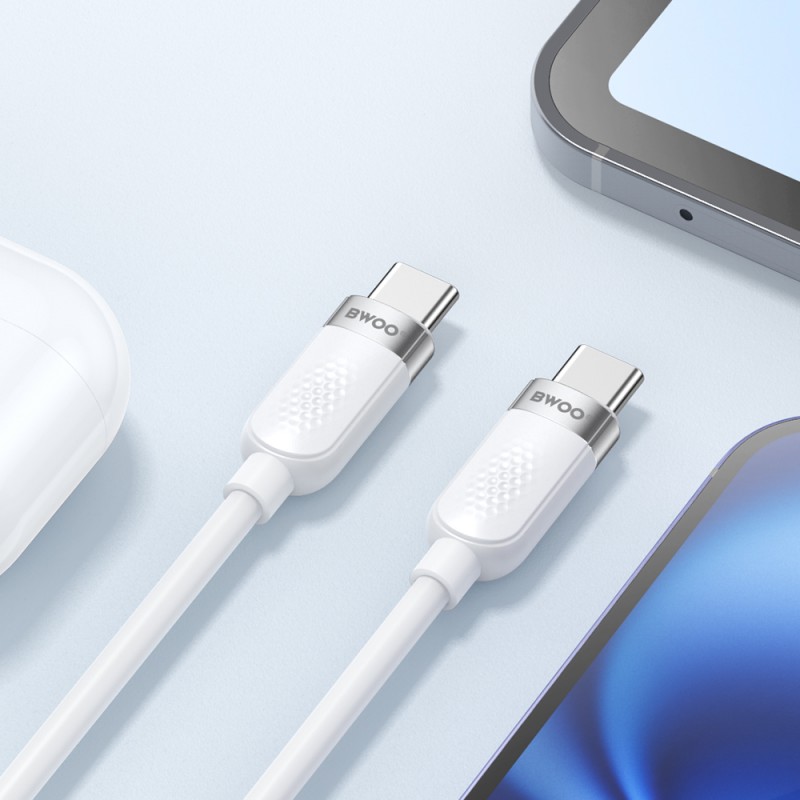 BWOO кабел 65W USB-C - USB-C 1m бял