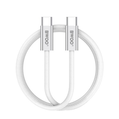 BWOO плетен кабел 240W USB-C - USB-C BO-X317C-C 1m бял