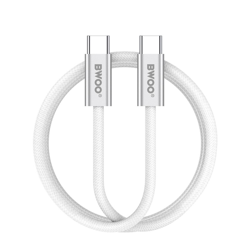 BWOO плетен кабел 240W USB-C - USB-C BO-X317C-C 1m бял