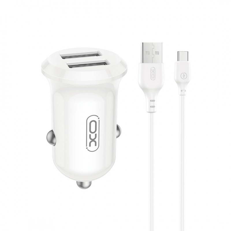 XO автомобилно зарядно CC67 12W 2x USB бяло