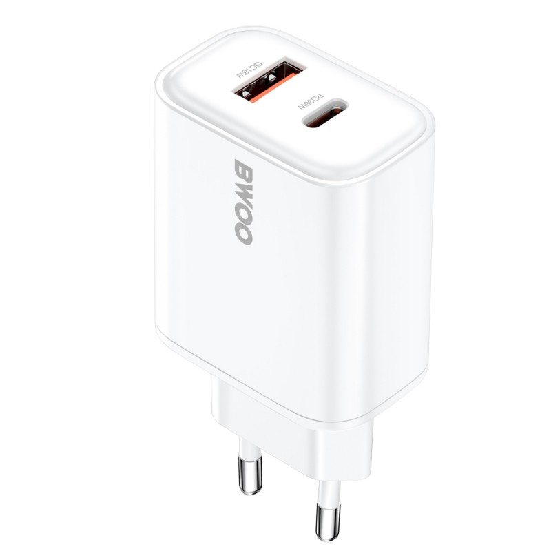 BWOO мрежово зарядно PD 36W CDA207 1x USB 1xUSB-C бяло
