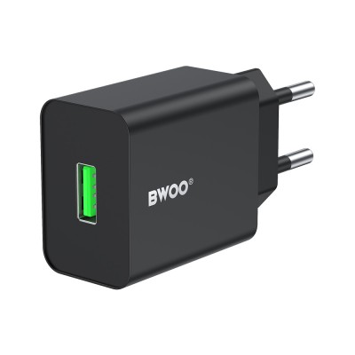BWOO мрежово зарядно CDA249 USB 2,4A черно