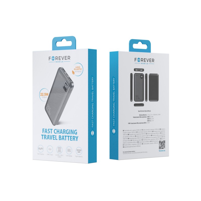 Forever power bank TB-300M PD QC 22,5W 10000 mAh черен