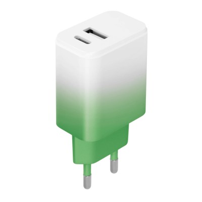 Setty USB + USB-C стенно зарядно 20W LSIG-AC-20 градиентно ментово бяло