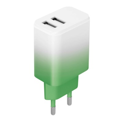 Стенно зарядно Setty 2x USB 18W LSIG-AA-20 градиент ментово и бяло