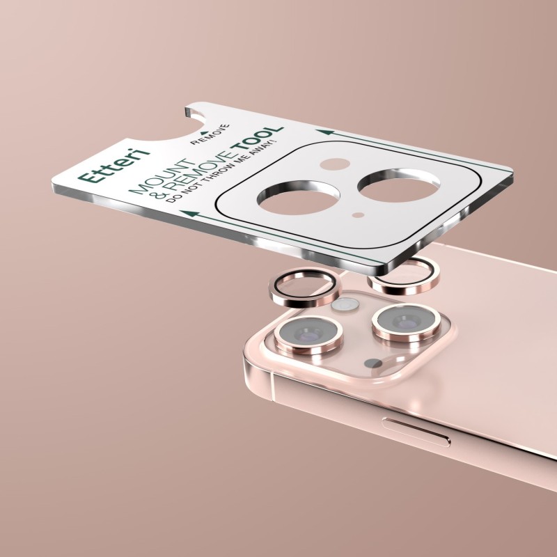 Стъкло за камера Etteri за iPhone 13 / 13 Mini розово