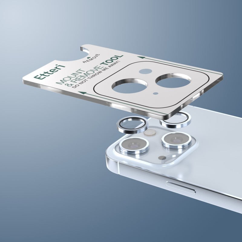 Etteri стъкло за камера за iPhone 15 / 15 Plus синьо