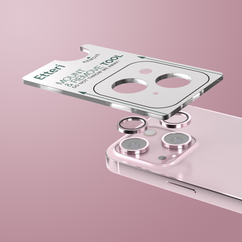 Etteri стъкло за камера за iPhone 15 / 15 Plus розово
