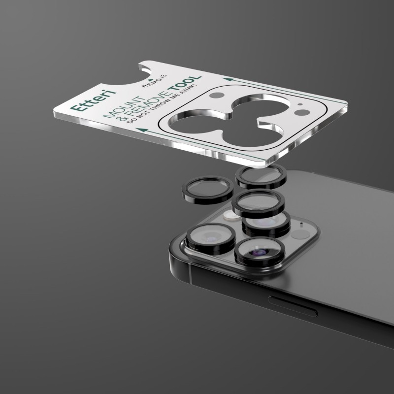 Etteri стъкло за камера за iPhone 15 Pro / 15 Pro Max черно
