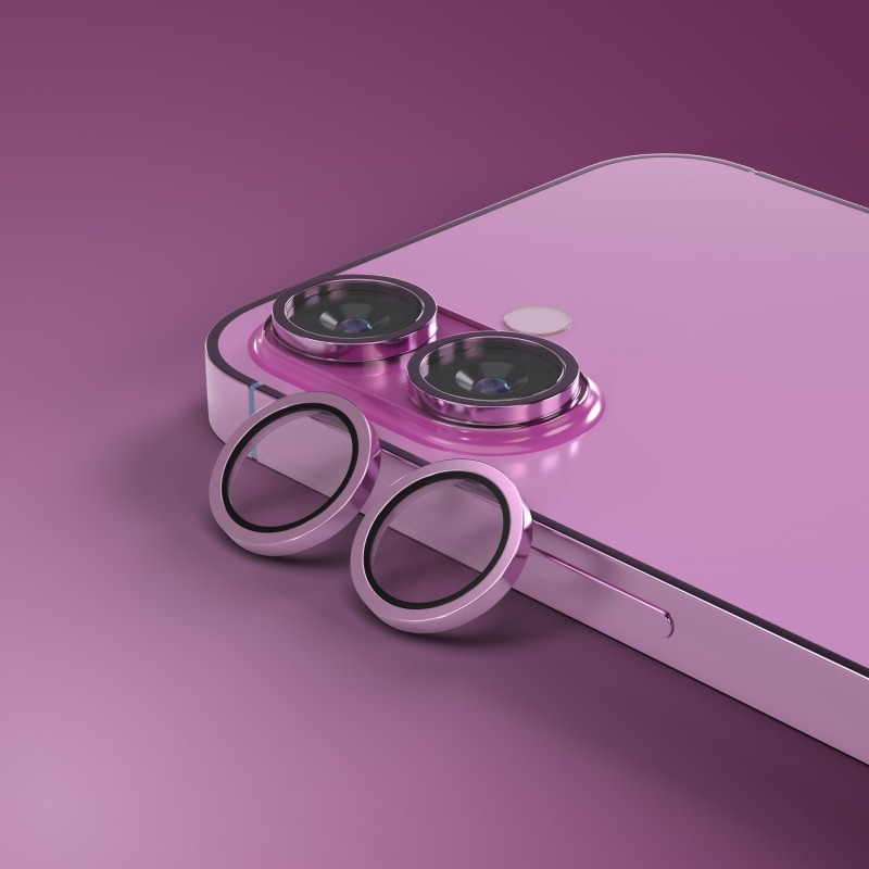 Стъкло за камера Etteri за iPhone 16 / 16 Plus розово