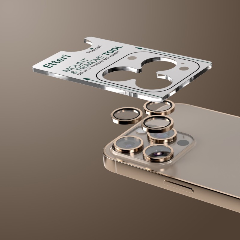 Стъкло за камера Etteri за iPhone 16 Pro / 16 Pro Max златисто