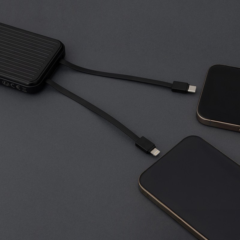 Maxlife power bank с вградени кабели MXPB-06 PD QC 22.5W 10000 mAh черен