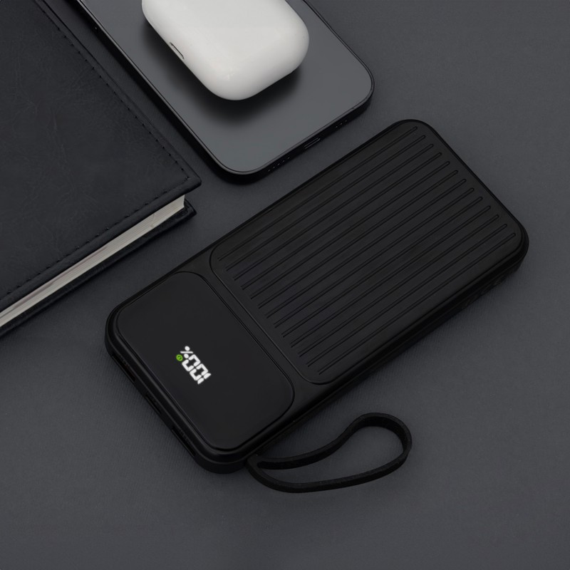 Maxlife power bank с вградени кабели MXPB-06 PD QC 22.5W 10000 mAh черен