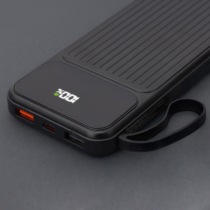 Maxlife power bank с вградени кабели MXPB-06 PD QC 22.5W 10000 mAh черен