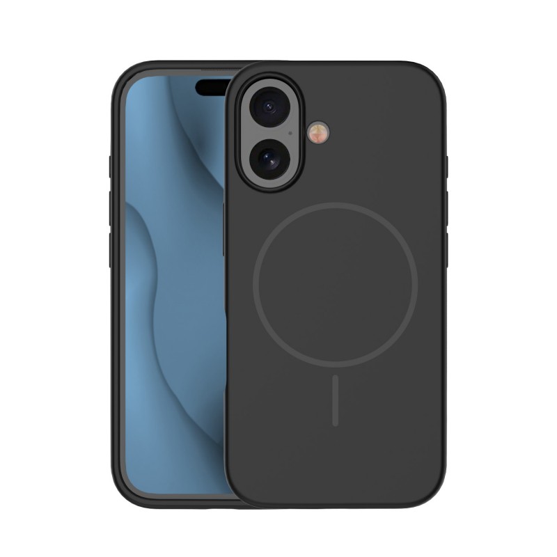 Силиконов кейс Thin Mag за iPhone 16e / 17e, черен