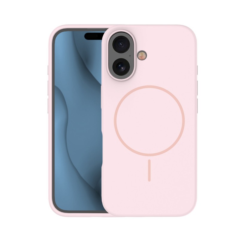 Силиконов кавър Thin Mag за iPhone 16e / 17e светло розов
