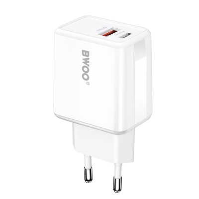BWOO мрежово зарядно CDA182 QC 38W 1x USB-A + 1x USB-C бяло