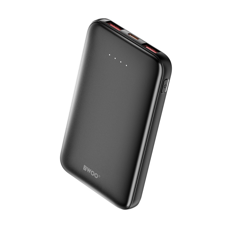 Външна батерия BWOO P72 QC 22.5W PD 20W 5000 mAh с 2 x USB-A и 1 x USB-C, черна