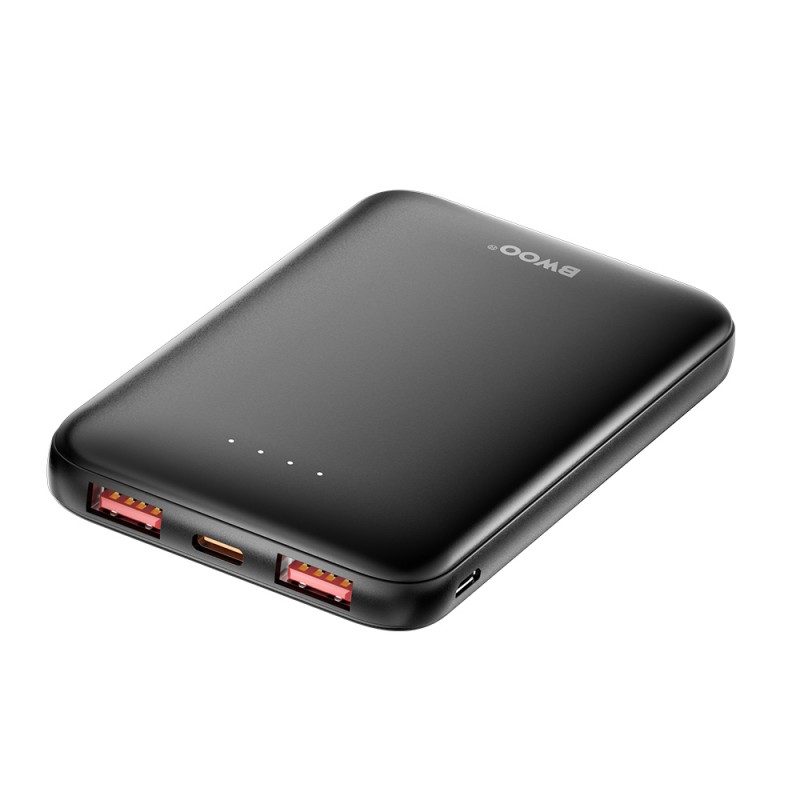 Външна батерия BWOO P72 QC 22.5W PD 20W 5000 mAh с 2 x USB-A и 1 x USB-C, черна