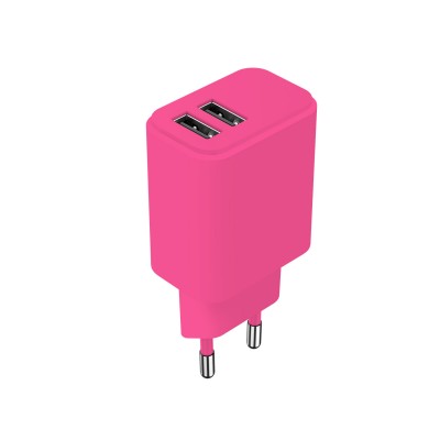 Стенно зарядно Setty 2x USB 2.4A LSIM-AA-126 розово