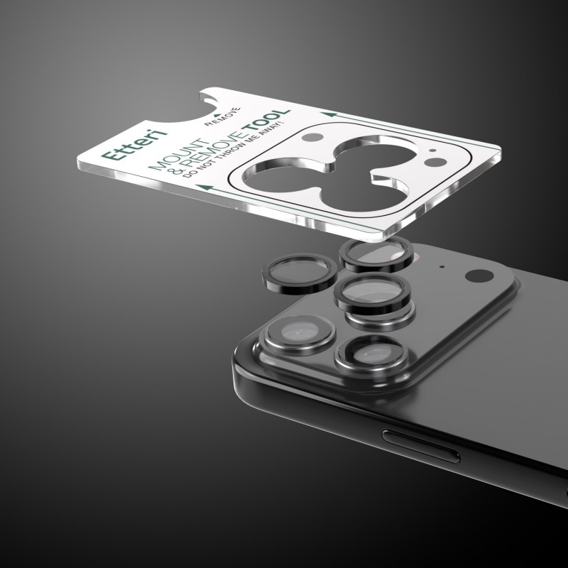 Etteri стъкло за камера за iPhone 17 Pro / 17 Pro Max черно