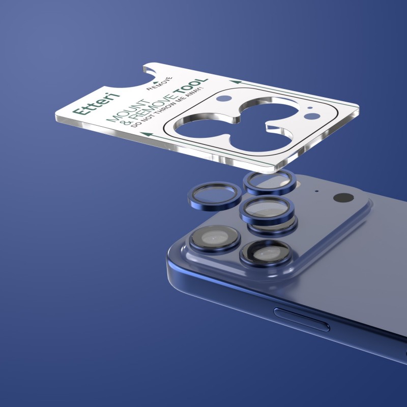 Etteri стъкло за камера за iPhone 17 Pro / 17 Pro Max синьо