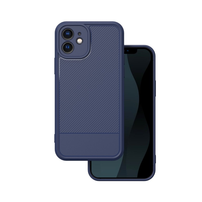 Калъф Simple Carbon за iPhone 12 6.1" син