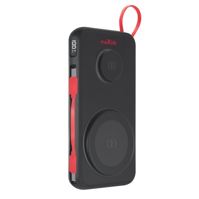 Maxlife безжична захранваща банка MXPB-08 10000 mAh магнитна 3в1 черна