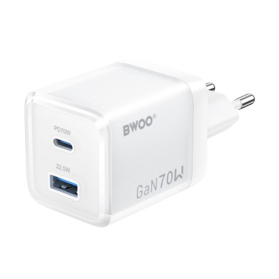 BWOO мрежово зарядно GaN CDA224 QC 70W 1 x USB 1x USB-C