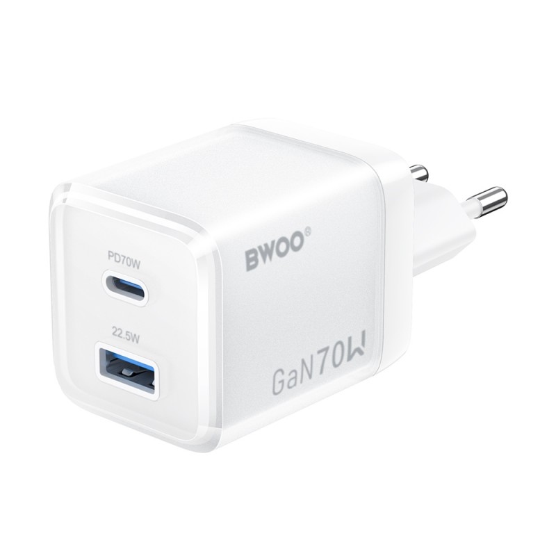 BWOO мрежово зарядно GaN CDA224 QC 70W 1 x USB 1x USB-C