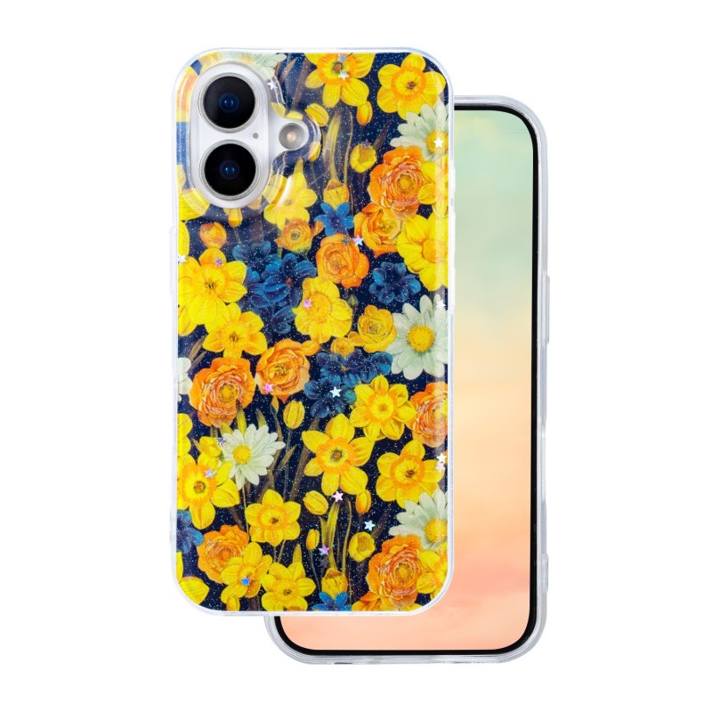 Капак Glow Glam за iPhone 16 6.1" оранжев