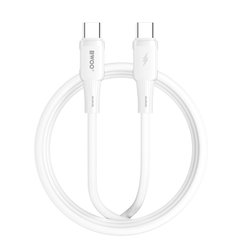 BWOO силиконов кабел X329CC 65W USB-C 1m бял