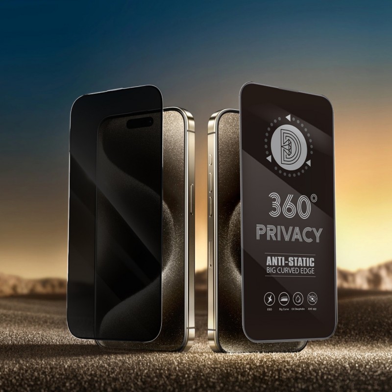 Закалено стъкло Privacy 360 за iPhone 16 Pro/17