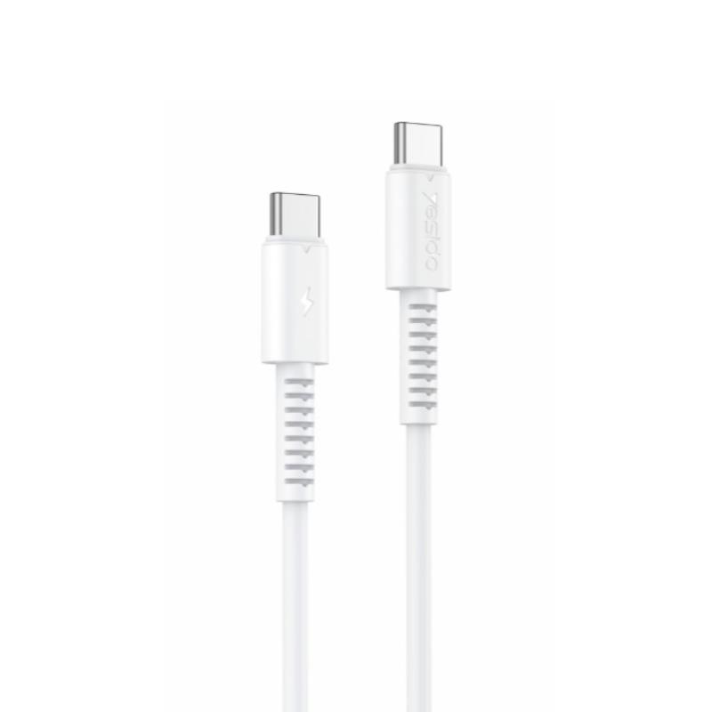 Yesido Кабел CA154 PD 60W Type-C/Type-C 1m PVC 3A, БЯЛ