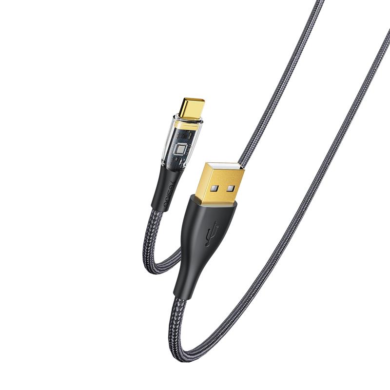 Yesido Кабел CA104 18W USB-Type-C 1.2m PVC 2A, ЧЕРЕН / ЧЕРЕН