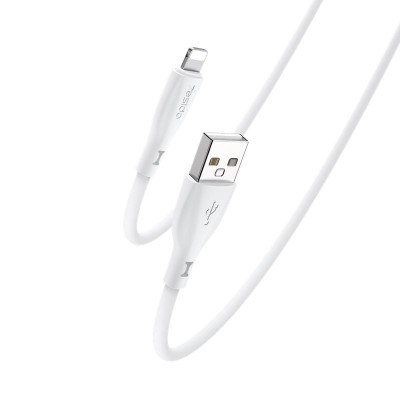 Силиконов кабел Yesido CA119 12W USB-Lightning 1m 2.4A, БЯЛ