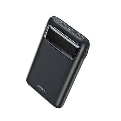 Yesido Powerbank YP33 5000 mAh LED, 2xUSB + USB-C + MicroUSB, ЧЕРЕН / ЧЕРЕН