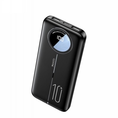 Yesido Powerbank YP40 10 000 mAh LED, 2xUSB-A + USB-C, ЧЕРЕН / ЧЕРЕН
