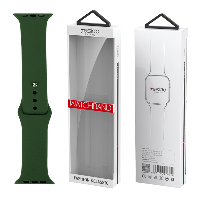 Yesido WB44 силиконова каишка за Apple Watch S 38/40/41 (97+110) #43 ALFALFA/GREEN