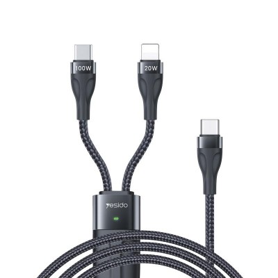 Yesido Кабел CA87 Type-C-2in1 100W 1.4m, ЧЕРЕН