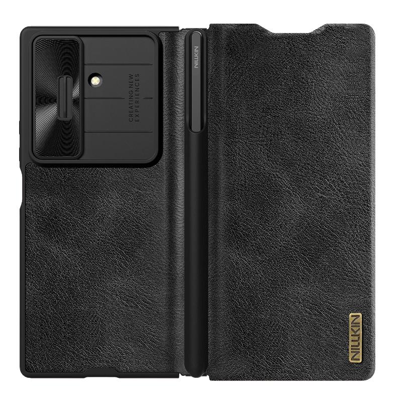 Кожен калъф Nillkin Qin Pro Samsung GALAXY Z FOLD7, ЧЕРЕН / ЧЕРЕН