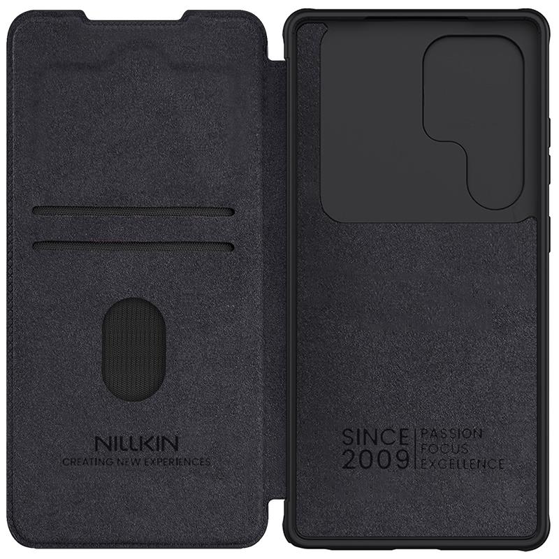Кожен калъф Nillkin Qin Pro Samsung S25 ULTRA, ЧЕРЕН / ЧЕРЕН