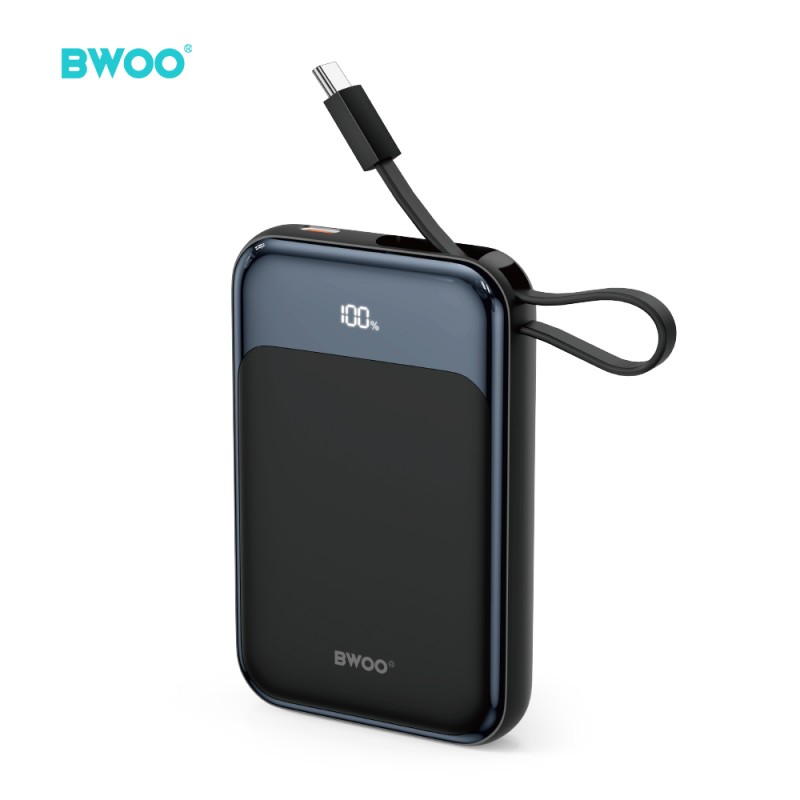 BWOO P80 power bank PD 20W 10000 mAh с USB-C кабел и дисплей черен