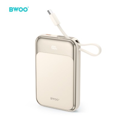 BWOO P80 power bank PD 20W 10000 mAh с USB-C кабел и дисплей златист